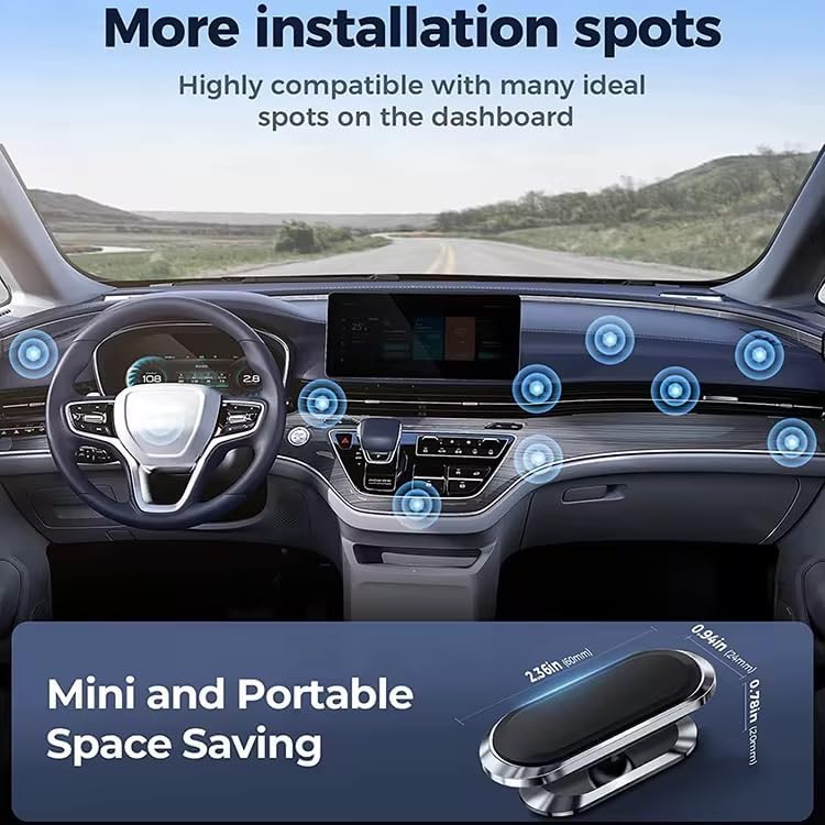 BelaGoods VIDA 8Magnet 360 15/14/13/12 BelaGoods Magnetic Car Phone Mount for Dashboard & Vent, Rotating Mini Phone
