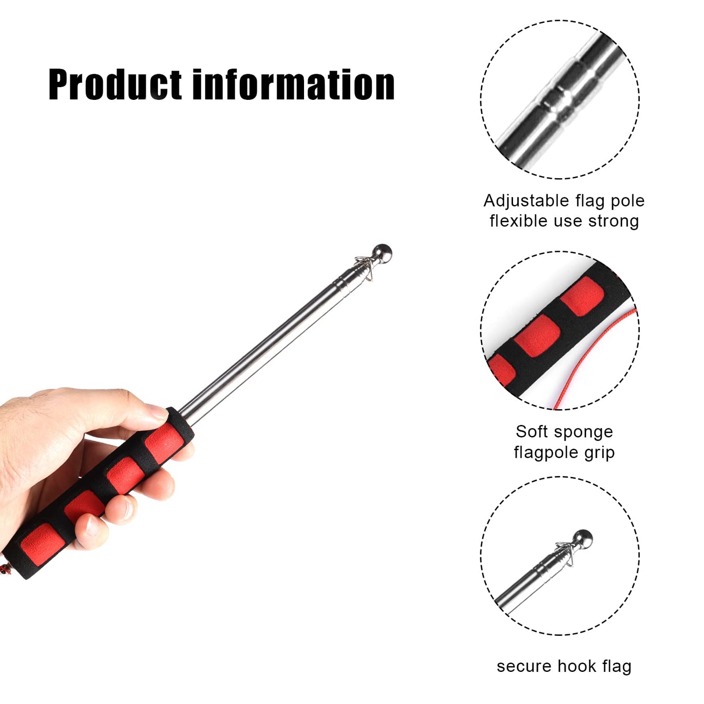 4pcs Horse Training Flag, 5.25 Feet Red Telescopic Flag Poles with 17.1x17.1inch Retractable Horse Training Equipment Horse Flag (Four Colors)