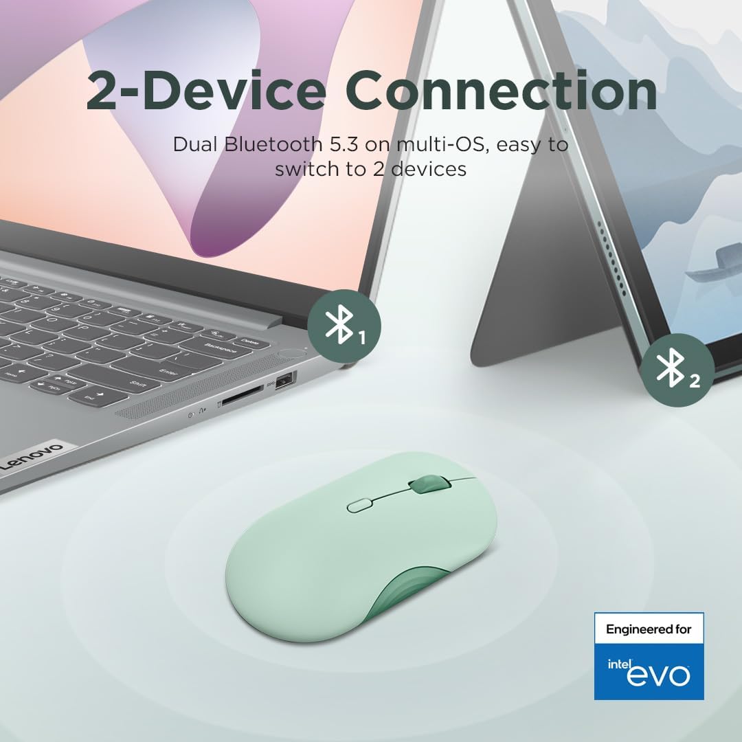 Lenovo 350 3 (1000, 1600, 2400), 36 2 Wireless Bluetooth Mouse, Silent Click, Level DPI Month Battery Life, Device