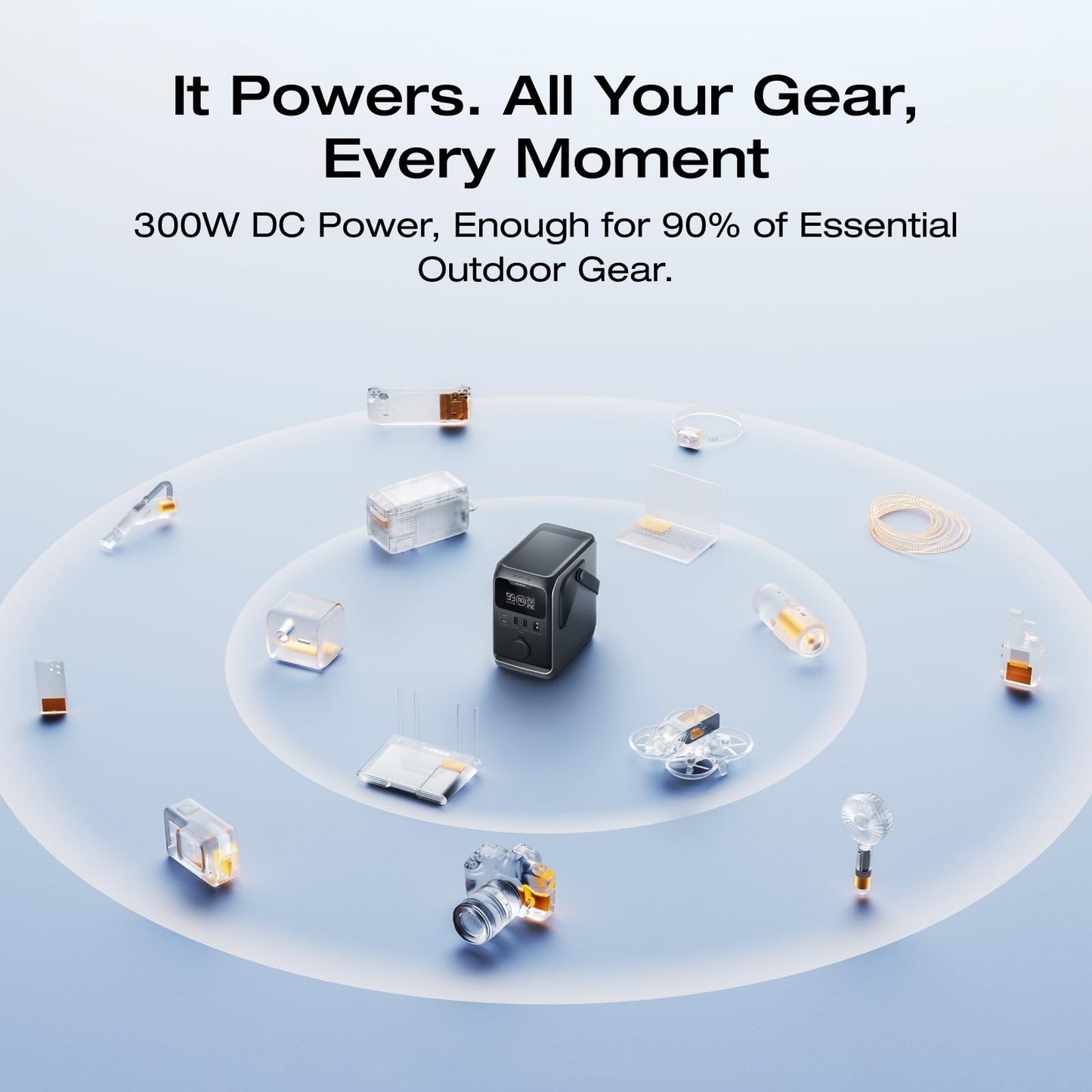 EF ECOFLOW TRAIL 300 DC Power Bank Station, 288Wh Outdoor Portable Power Station, LiFePO4 Battery, 300W DC Output, Compact Solar Generator for Camping, Travel, and Emergency (No AC Outlet Included)
