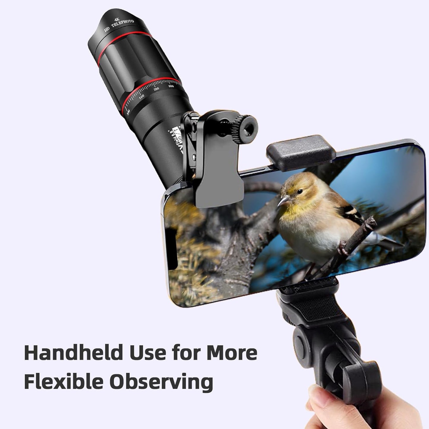 Andoer 25x 25X Macro Telephoto Smartphone Lens Kit with Phone Clip Holder, Telephoto Lens, Black