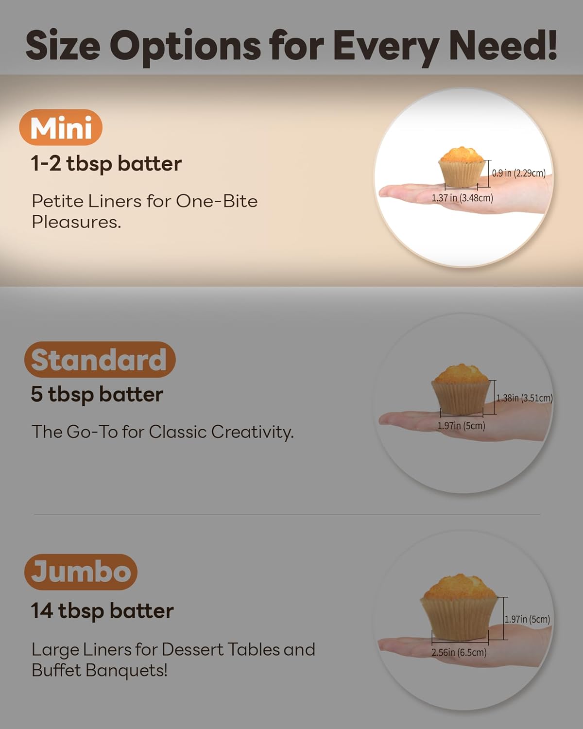Bake Choice Mini Cupcake Liners - 400 Pcs Non-Stick Natural Parchment for Baking & Muffins