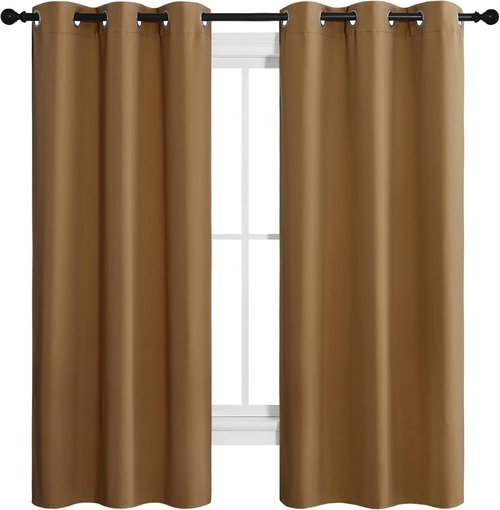 NICETOWN Blackout Curtains - Noise Reducing & Draft Blocking | 68-Inch Length, Gold Brown (2 Panels)