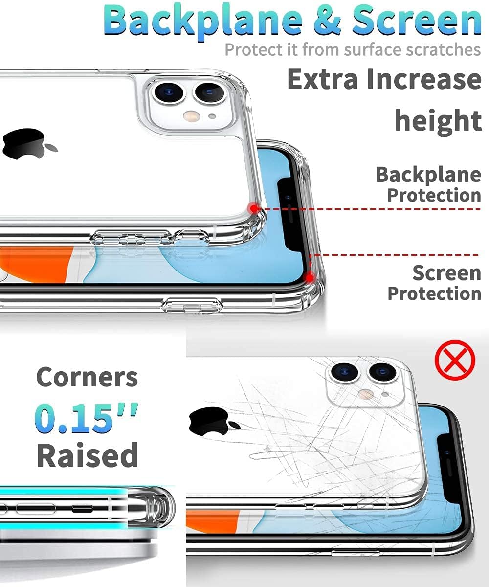 11 [2 15Ft. 6.1 Inch- Compatible with iPhone Case [Airbag Series] with x Tempered Glass Screen Protector] [Military
