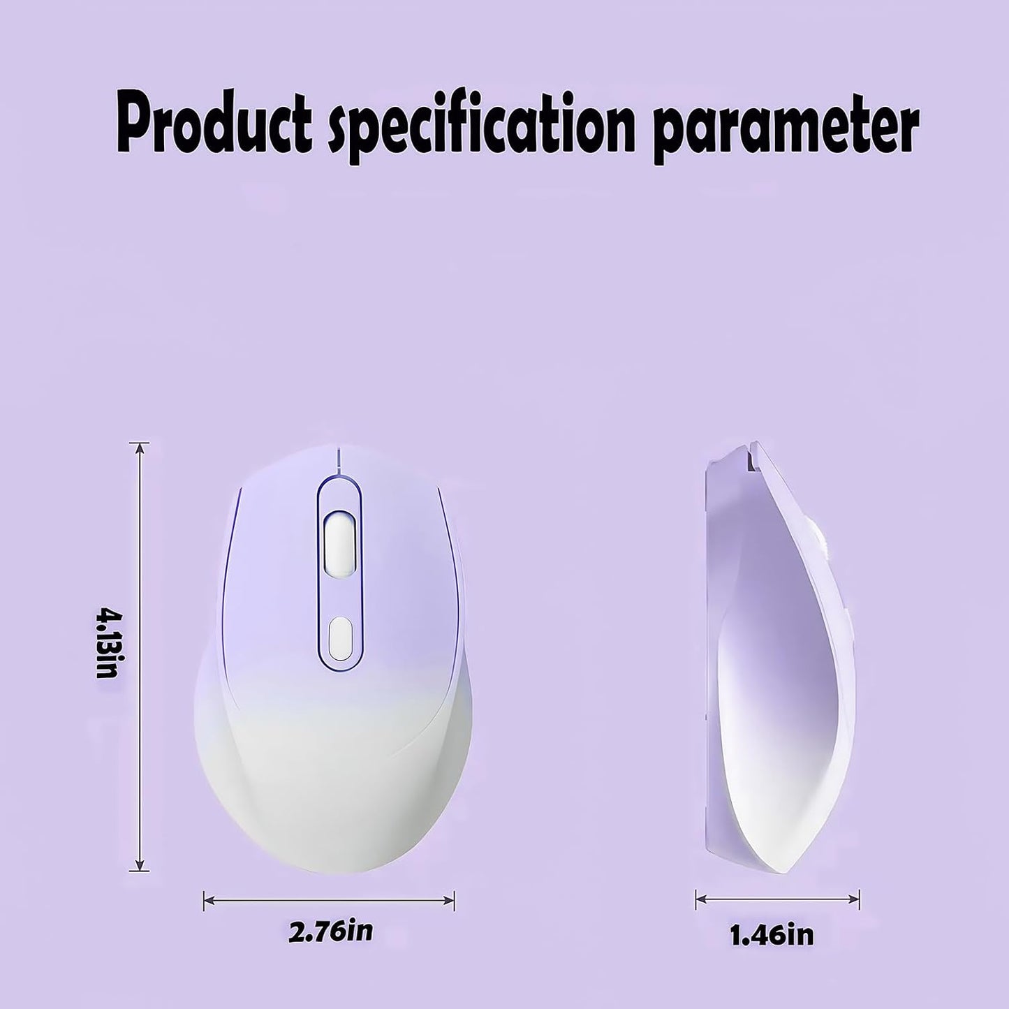 Yadojingcn 2.4G+BT 3 Wireless Gradient Color Rechargable Mouse Slim Silent Dual-Mode Portable Office Mouse with USB