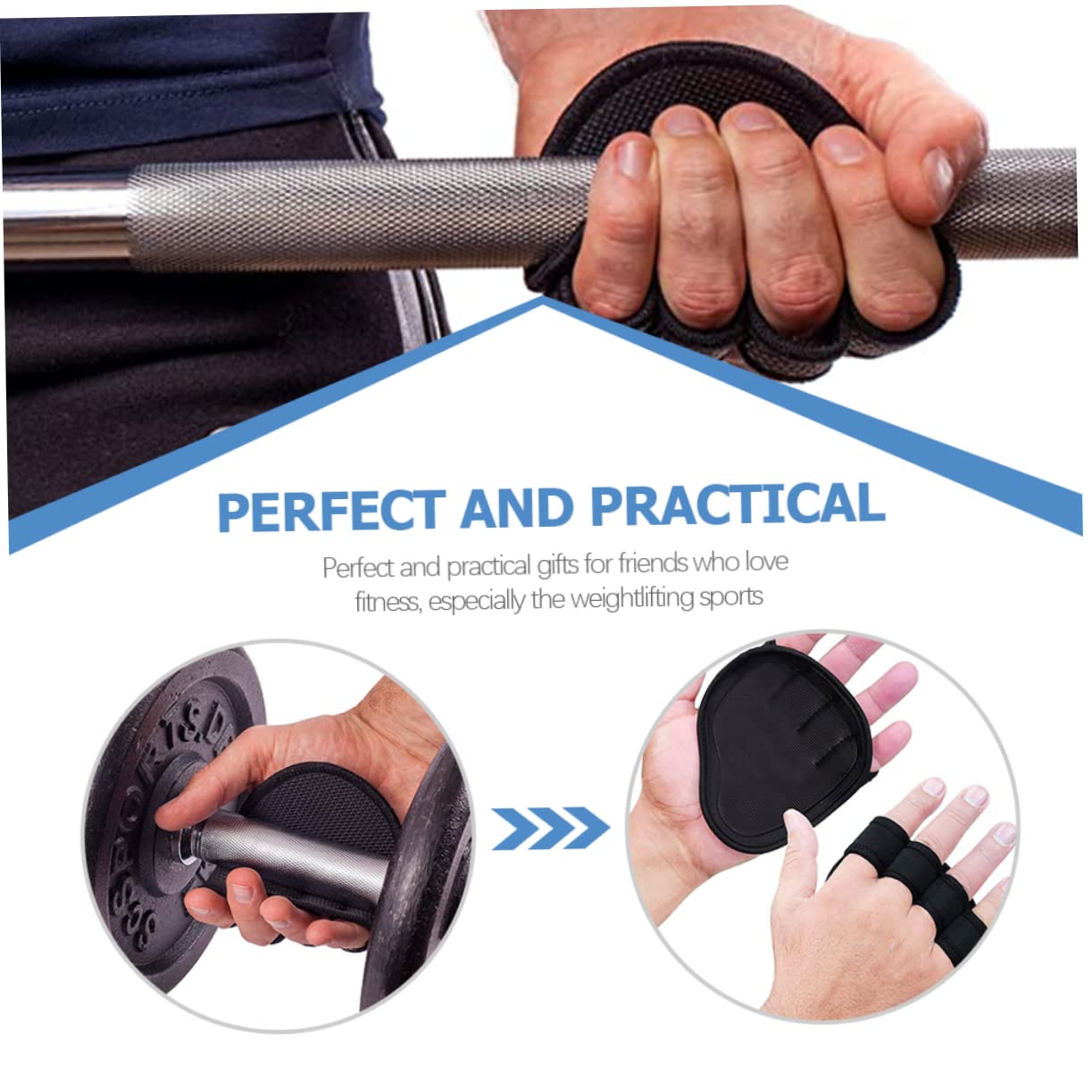 Gogogmee Non-Slip Palm Protector Lifting Gloves Pair Breathable Fitness Palm Pads for Men Gym Weightlifting Cycling Outdoor Sports 4.72X4.33In