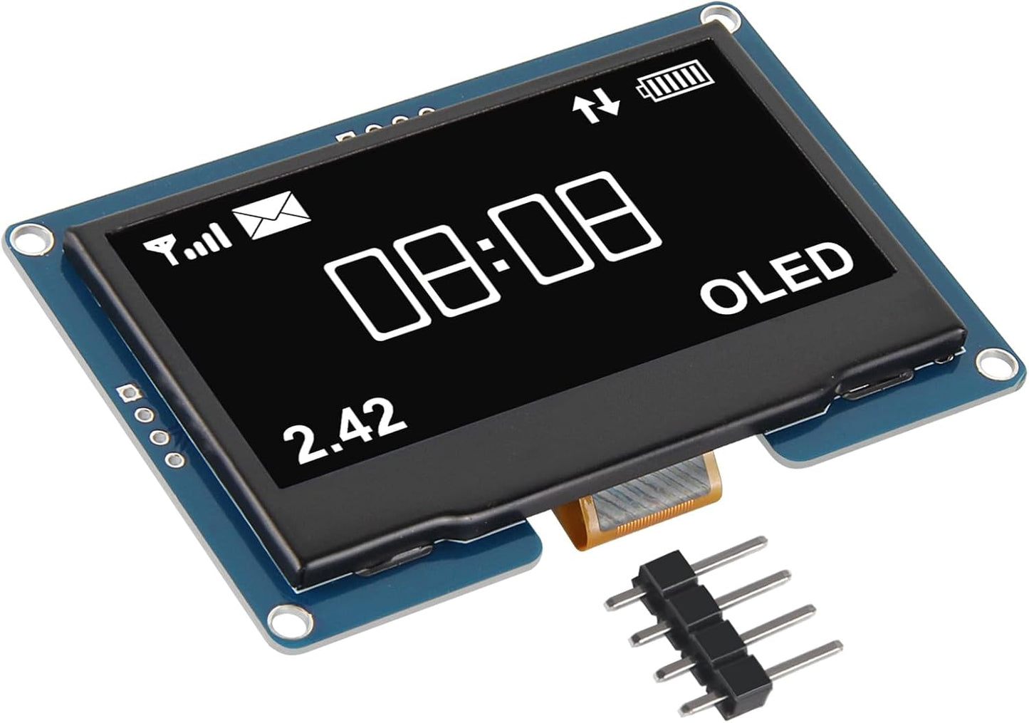 AITRIP 2PCS 2.4" 2.42 inch 128x64 SSD1309 12864 4 I2C R3 C51-White OLED LCD Display Module Pin IIC Serial Interface