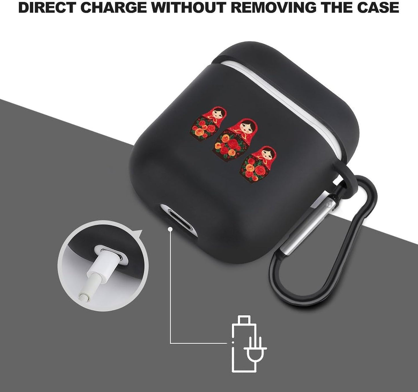 Generic 2nd 1st Russian Nesting Dolls Cute Case Compatible with AirPods with Keychain Headphone Cover Accessories