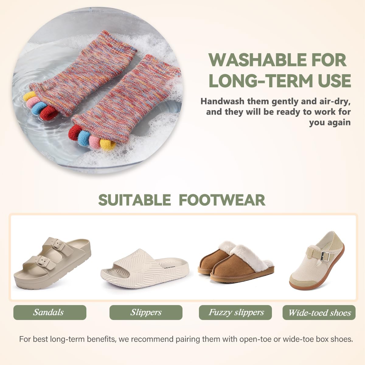 GEHENG Toe Separator Socks for Yoga Women Men, Bunion Corrector Spacers Straightener Socks for Pain Relief & Circulation Improvement, Toe Cushions Spreaders for Feet Alignment