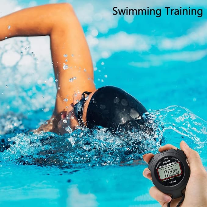 Stopwatch Timer Lap Split Digital Stopwatch with Clock Calendar Alarm, Large Display Stop Watch for Sports Kids Coaches Swimming Running