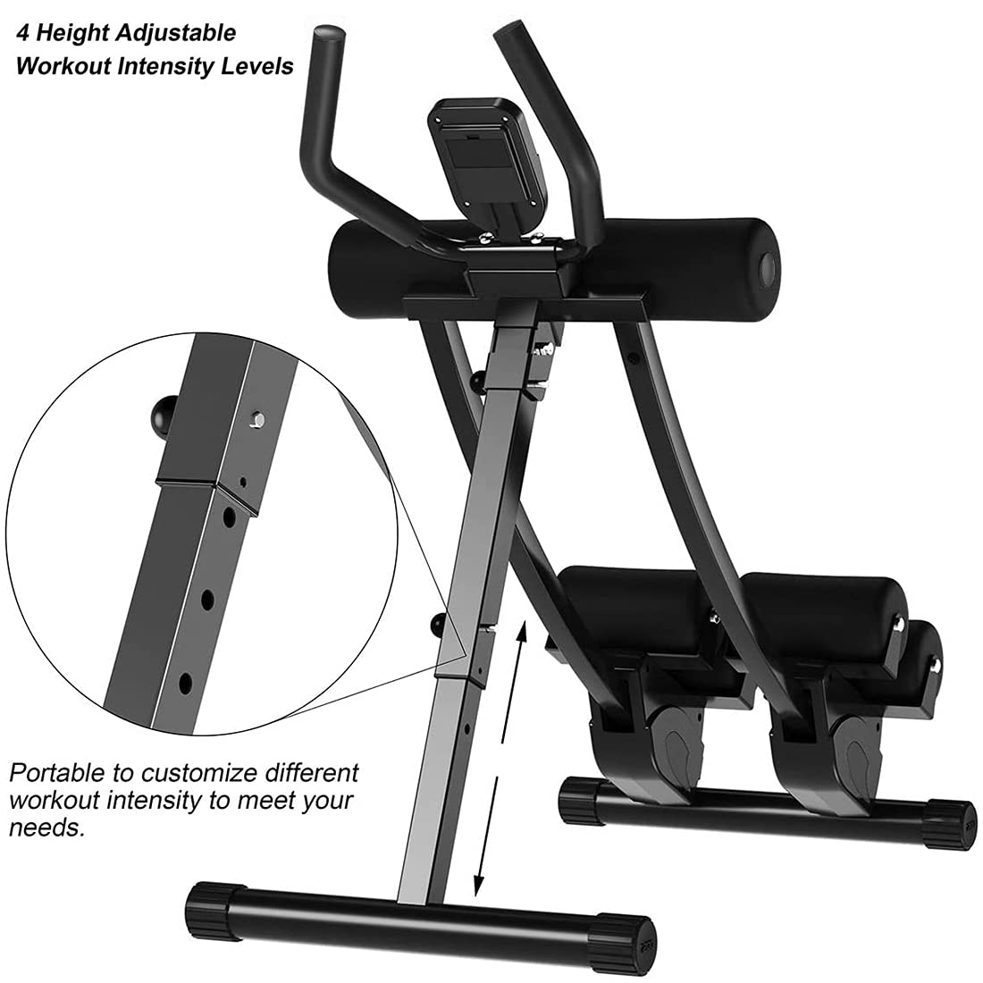 WINBOX Ab Machine Multi-functional Exercise Equipment for Home Gym, Height Adjustable Abs Workout Equipment, Black