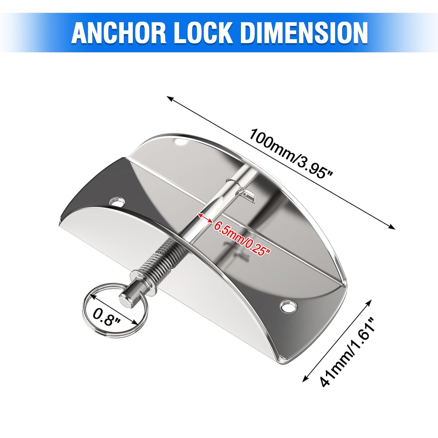 FUCNEN Bow Anchor Roller with Anchor Lock Marine Grade 316 Stainless Steel Hinged Self-Launching Double Bow Roller, 16.5'' for Marine Boat Yacht Kayak Anchoring System&Chain Lock Stopper Bracket