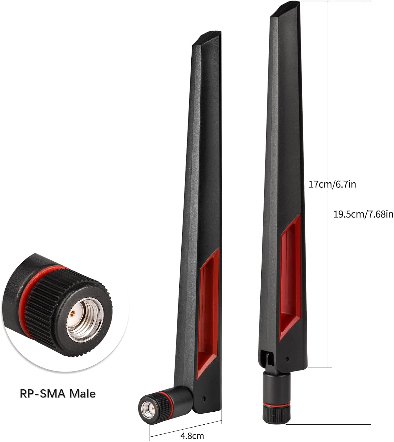 Superbat 6 6E 2.4GHz 5GHz 6GHz 2-Pack WiFi Tri-Band Antenna RP-SMA Male Omni-Directional Antenna - for Router PC