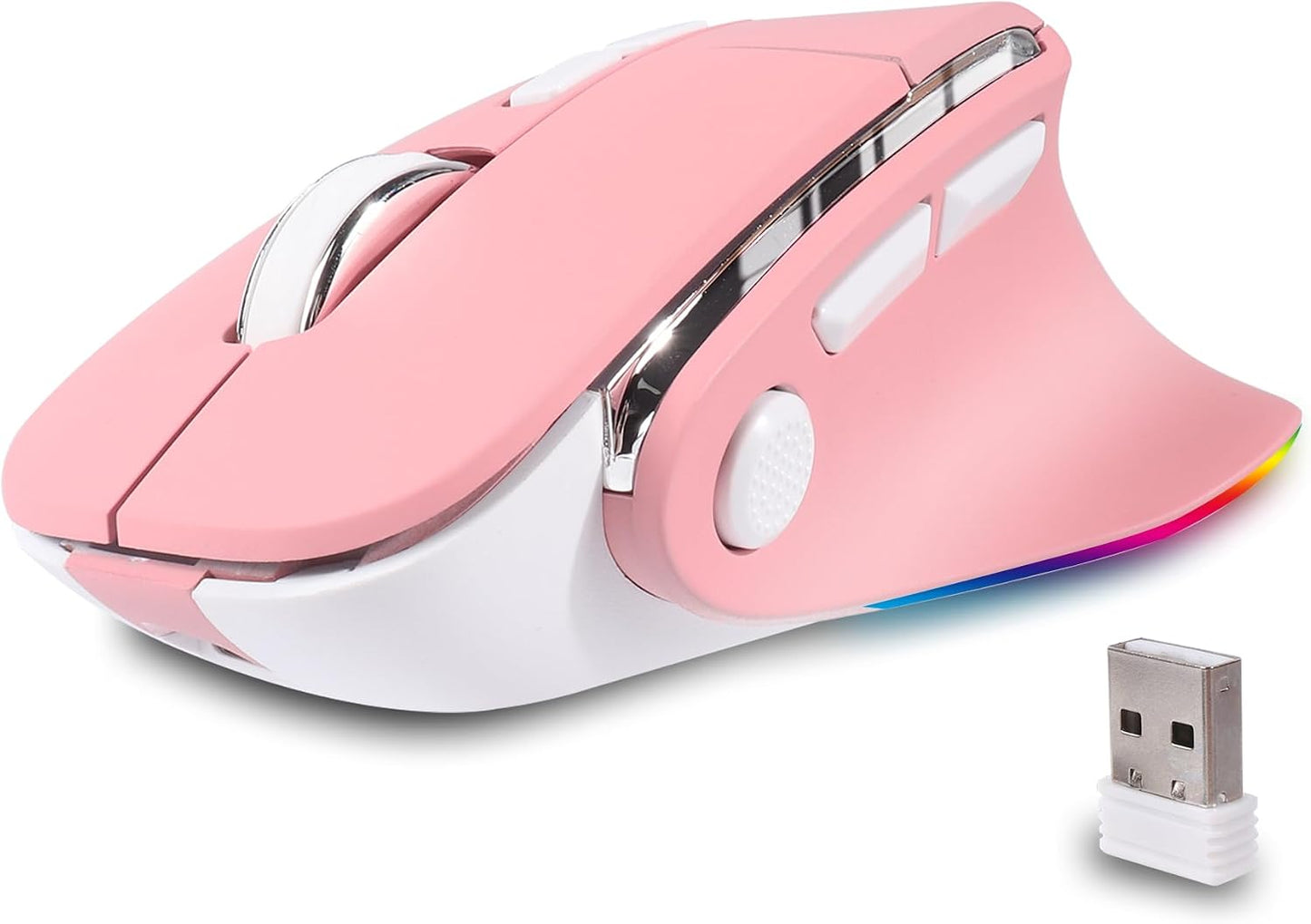 KUYHRF Portable(BT5.2 2.4GHz) Mode,1000/1600/2400 DPI,8 Ergonomic Mouse Jiggler,Bluetooth Vertical Wireless Mouse,LED