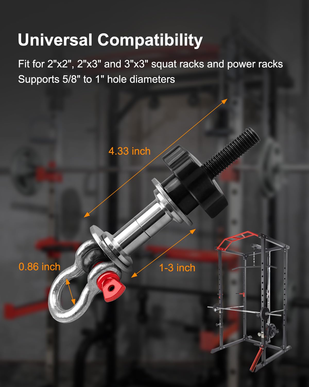 Upgrade Power Rack Attachments with Convex stainless steel gaskets, Versatile O-Ring Attachment Fit for 1-3 inch Squat Frames and Strength Frames, Heavy Duty Band Pegs for Resistance Band, 2 Pcs
