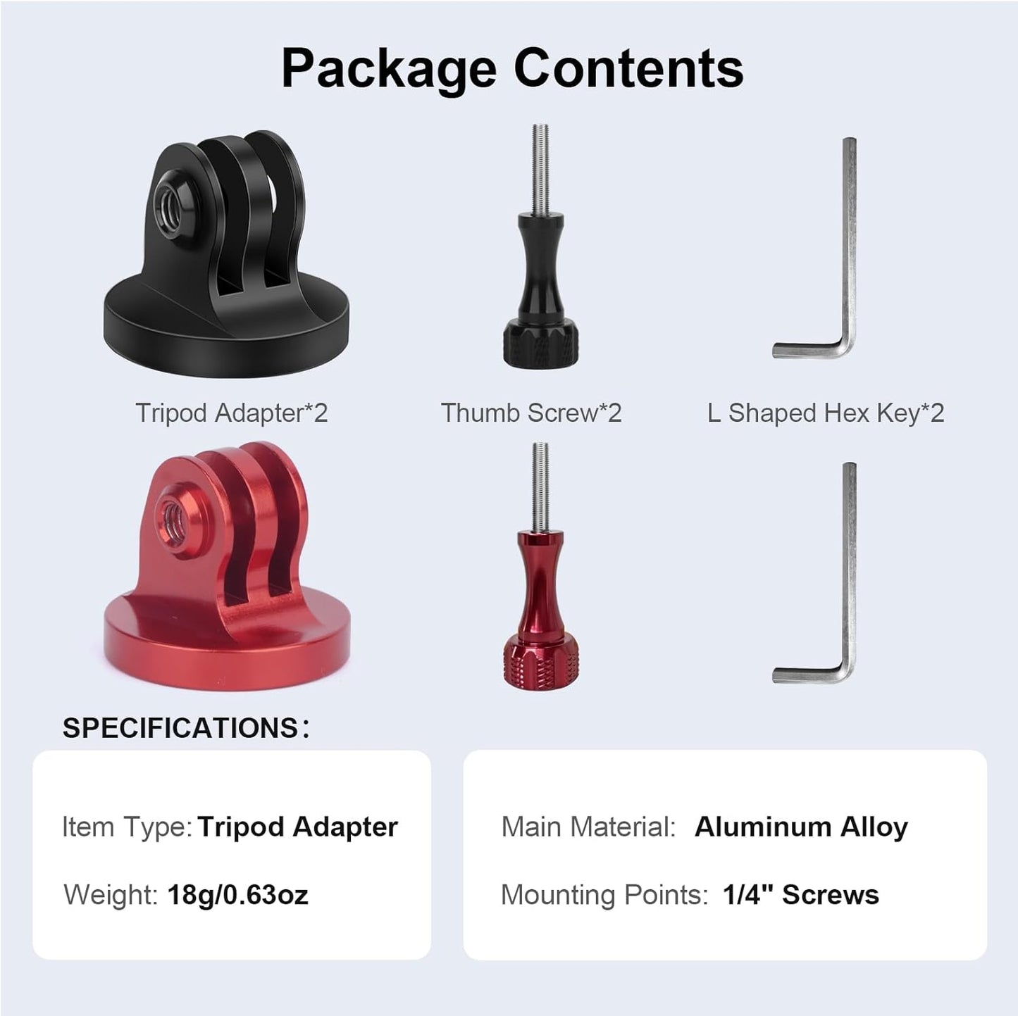 Mechrig 13/12/11/10/9,2 Pack 1/4"-20 Aluminum Tripod Mount Adapter for Gopro Hero Compatible with Standard Threaded
