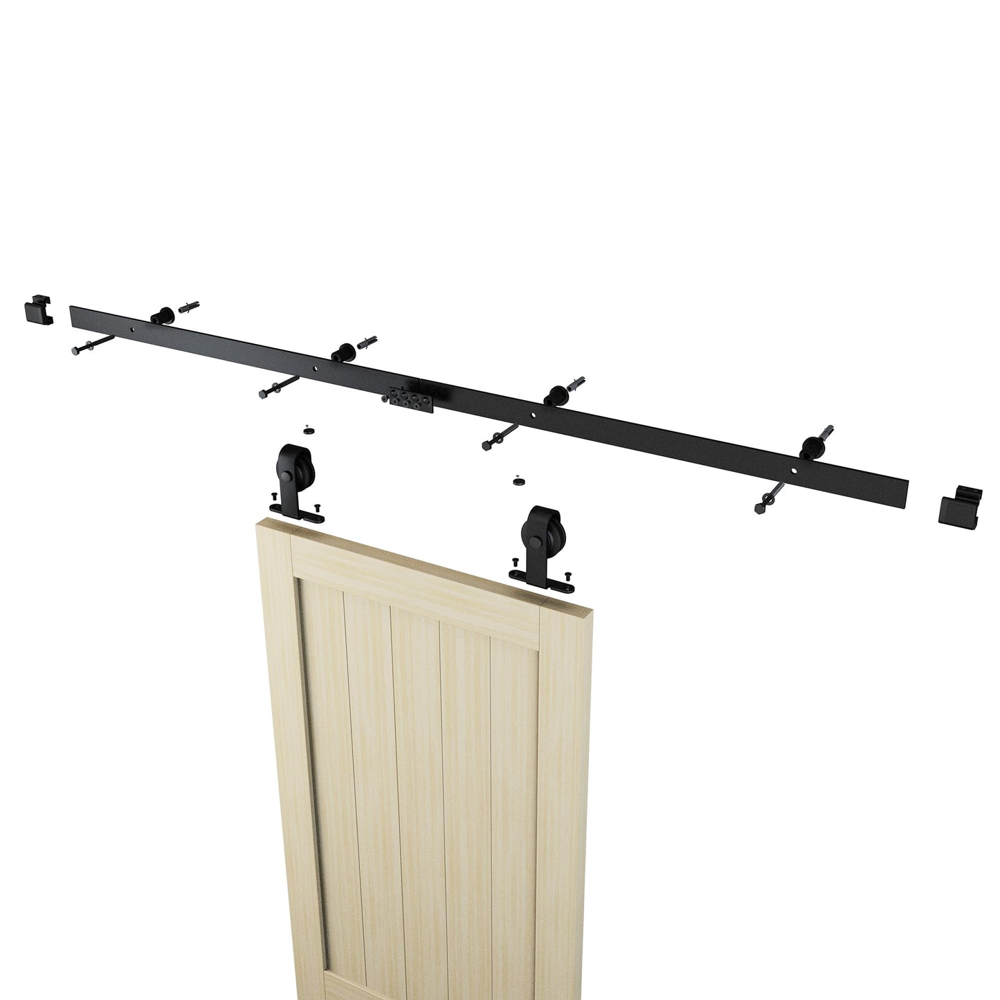 Barnsmith 42in x 84in Aluminum Glass Barn Door Panel - DIY Frosted Tempered Glass Door Slab - Easy Assembly
