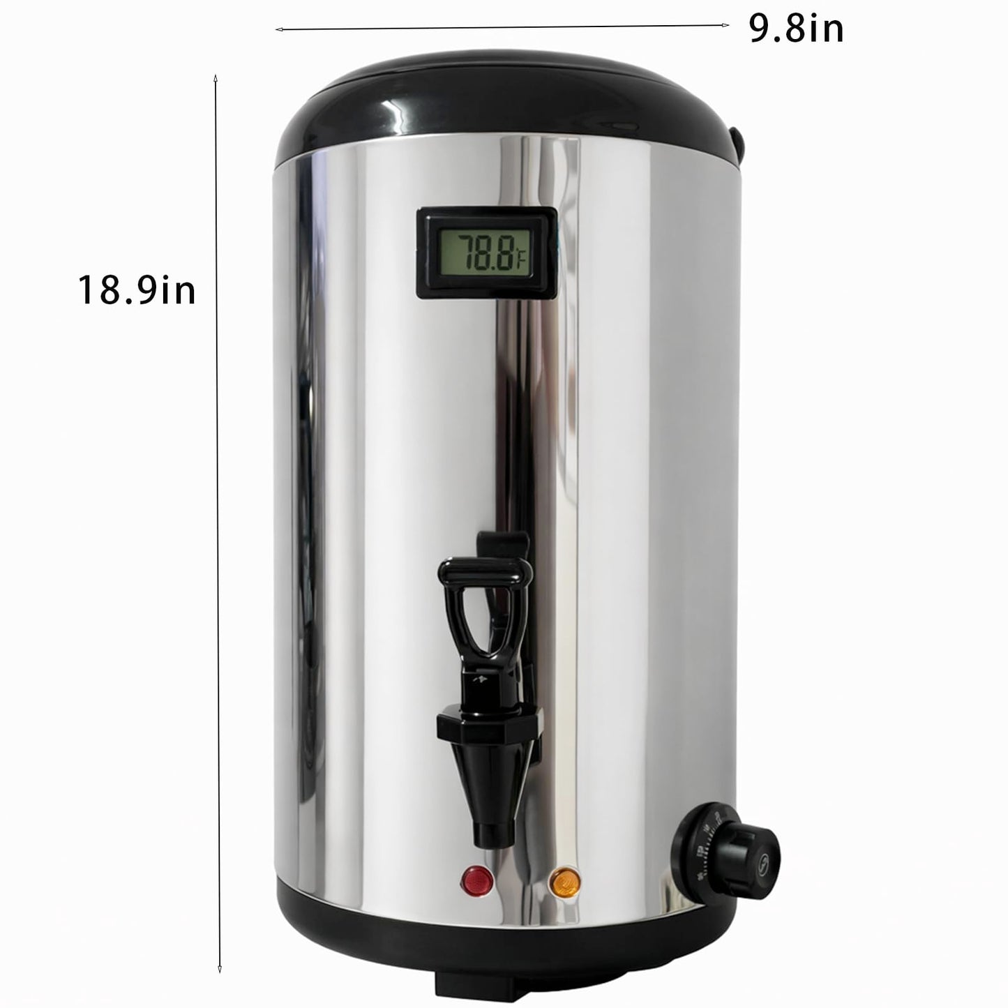 Electric Hot Drink Dispenser with Temperature Display & 304 Stainless Steel Heating Plate, 12L / 3.2 Gallon Heated Beverage Dispenser with Spigot for Milk Tea, Coffee & Water
