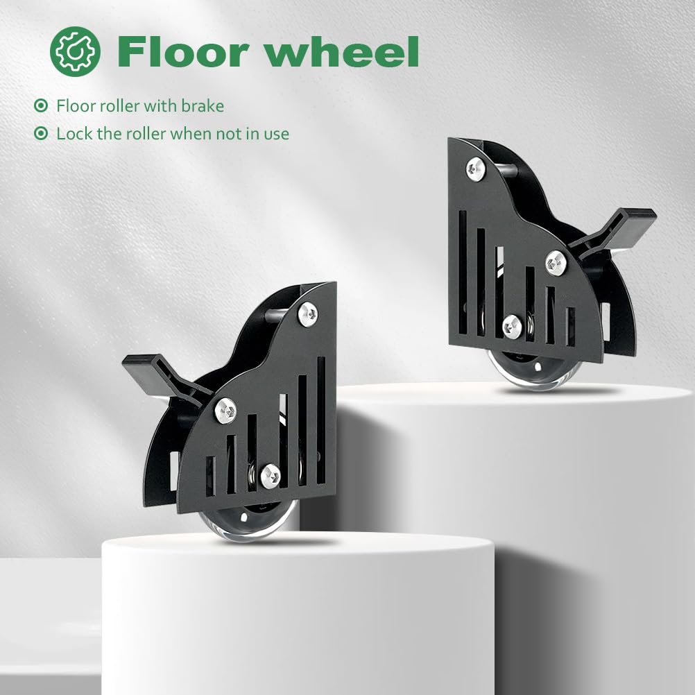 HARDJULAN 20FT Telescopic Hook on Sliding Library Ladder Hardware,Includes Bottom Wheel with Brake,MAX Load 300lbs