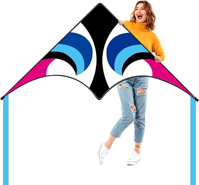 Delta Kite for Kids & Adults - Easy to Fly Large Single Line Beach Kite with 300ft String Handle Included, Perfect for Beginners, Teens
