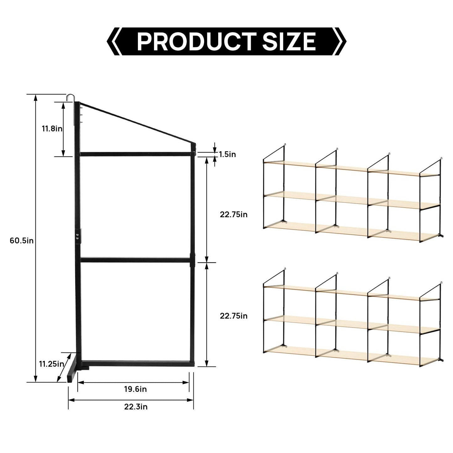 AELIVET 4 Pack Shipping Container Shelving Bracket with 60.5" H X 22.3" W, 3 Tiers Shipping Container Shelves-Bracket Rack with 1100 lbs Capacity - D-Ring Mount forHeavy Duty Cargo Shelves Rack