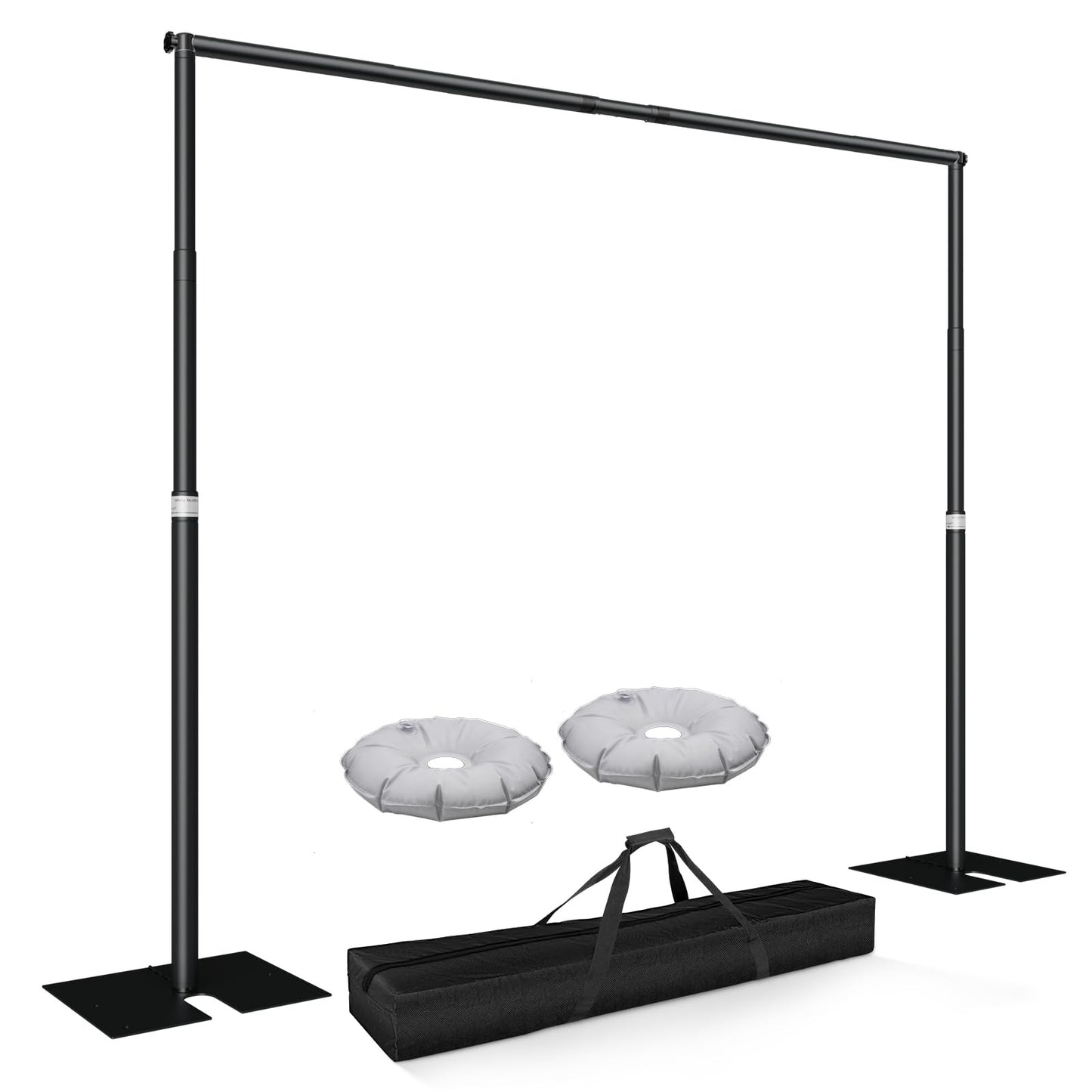 Qoolfoto Pipe and Drape Backdrop Stand Kit 10x10ft, Heavy Duty Back Drop Adjustable Stand with Carry Bag, Metal Background Frame for Parties Wedding Birthday Decoration Photography Photo Booth Video