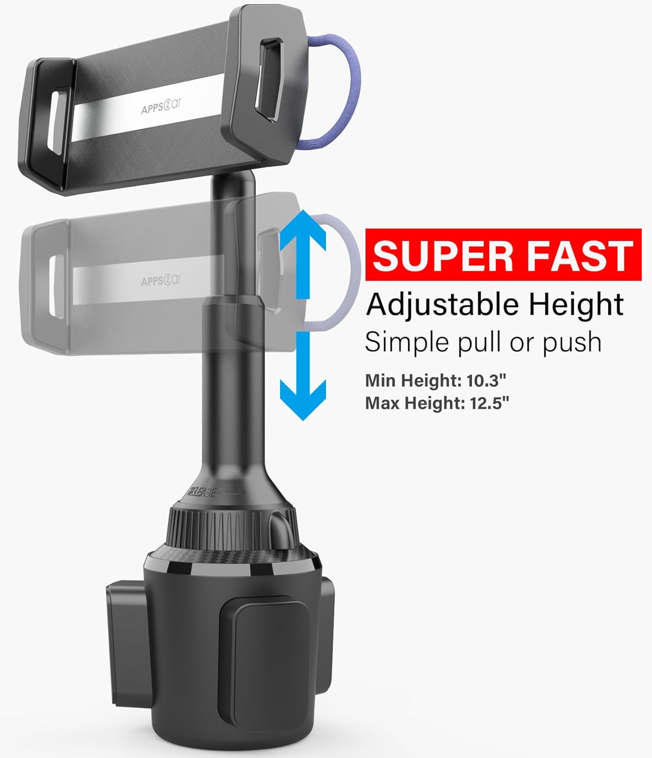 APPS2Car 4.7-13" Solid Cup Holder Tablet Mount for Car, Adjustable Height iPad Car Mount for Truck Low Profile Road
