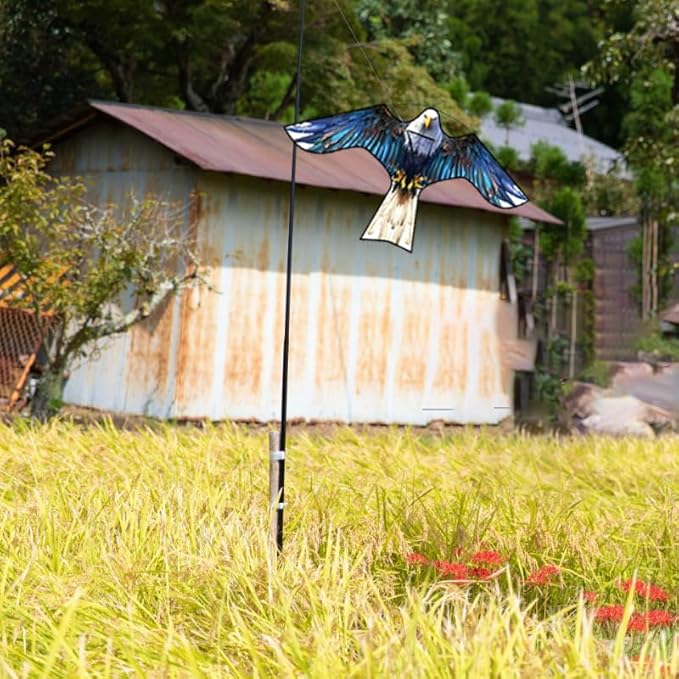HENGDA KITE Bird Hawk Flying Kite with Pole Crops Farm Protector Bird Scarer Flying Kite with 4m Pole Blue