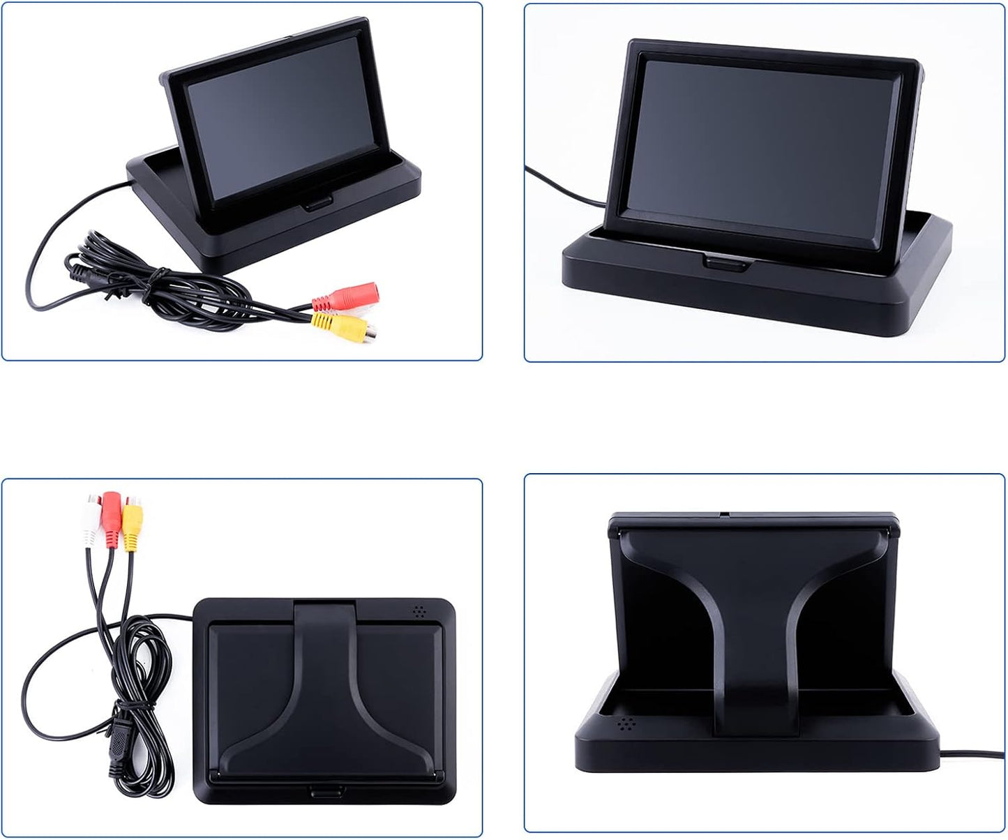 B-Qtech 5 inch V1/V2 12V/24V Foldable TFT LCD Backup Camera Monitor only Rear View Reverse Display Screen, Two Video