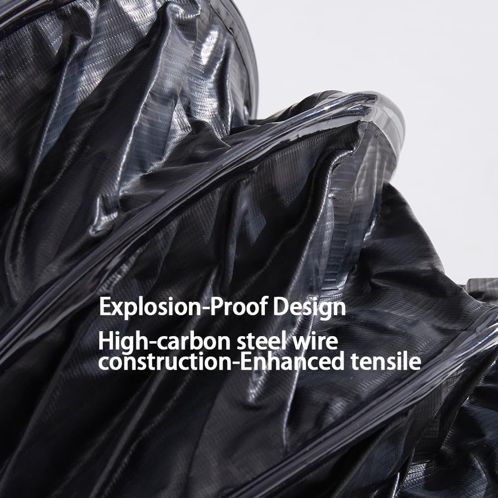 25ft PVC Flexible Duct Hose with Adjustable Rope and D-Ring, 12Inch Explosion-Proof Flame Retardant HVAC Ducting for Ventilation, Exhaust, Drying, and Cooling Applications (12in x 25ft)