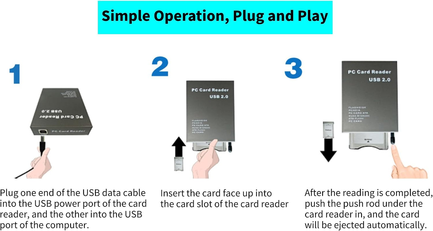 Lelukee ReaderUSB2.0 PCMCIA Reader68PIN PCMCIA 2.0 PC Card Interface Card ATA Flash PC Card to USB Industrial Grade