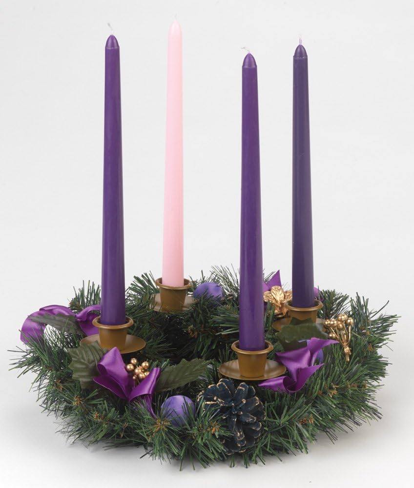 Vermont Christmas Company Purple Ribbon Advent Wreath - Durable 11" Candle Holder - Traditional Design