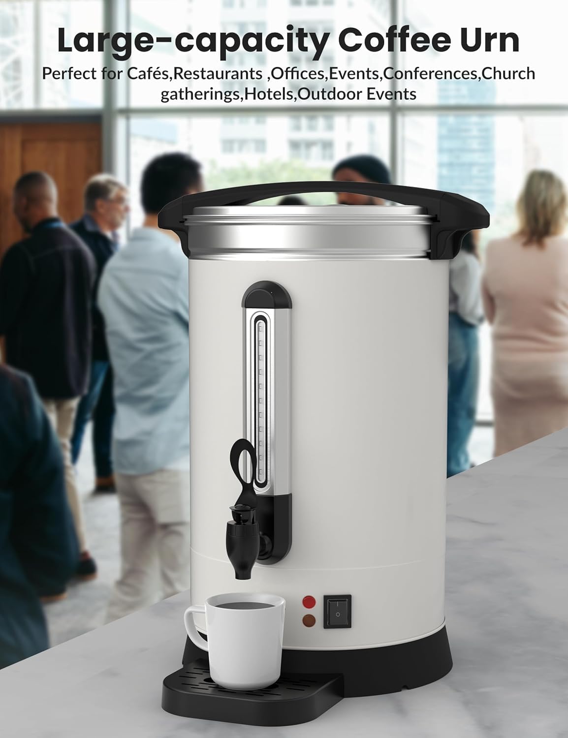 ExploreHorizon 12L/3.2Gallon Large Commercial Coffee Pot,80 Cups Coffee Urn Stainless Steel Electric Coffee Maker,Double Wall Hot Beverage & Water Dispenser Quick Brew Dispenser