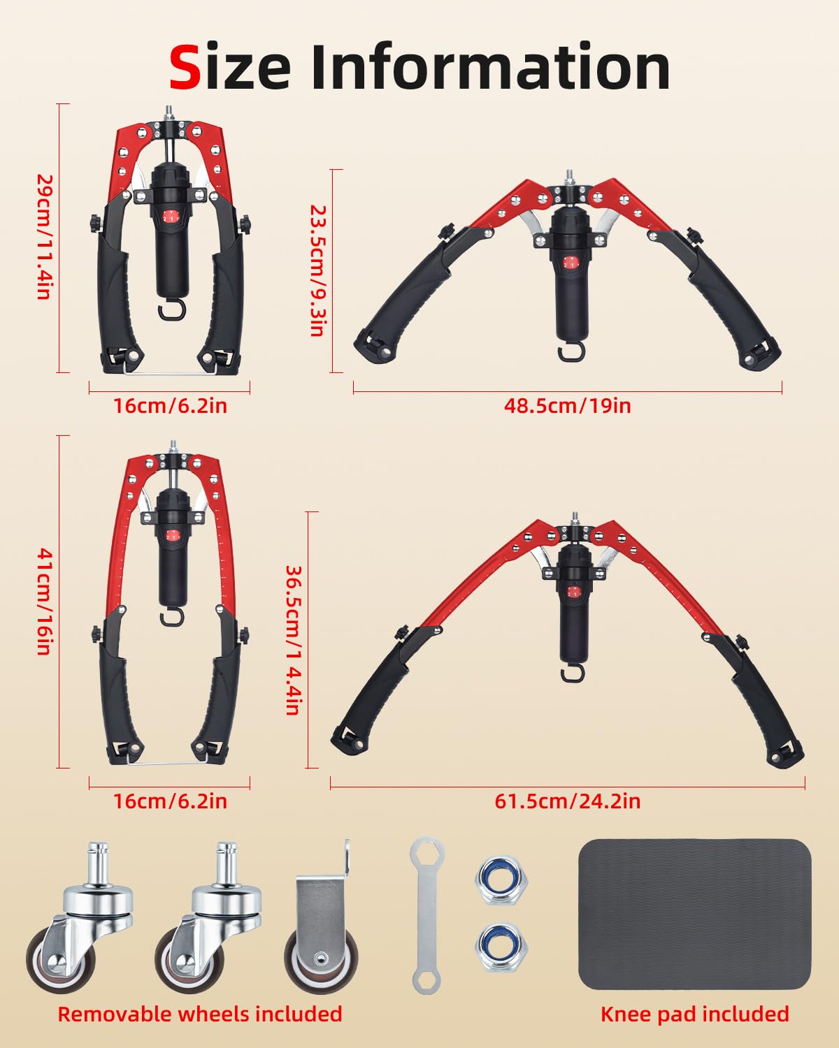 Abahub 2-in-1 Arm Trainer with AB Roller Wheels, Enhanced Hydraulic Power Twister Arm Trainer, 22-440LBS Adjustable Resistance Home Gym Equipment for Arm, Chest, Core & Full Body Workout, Red