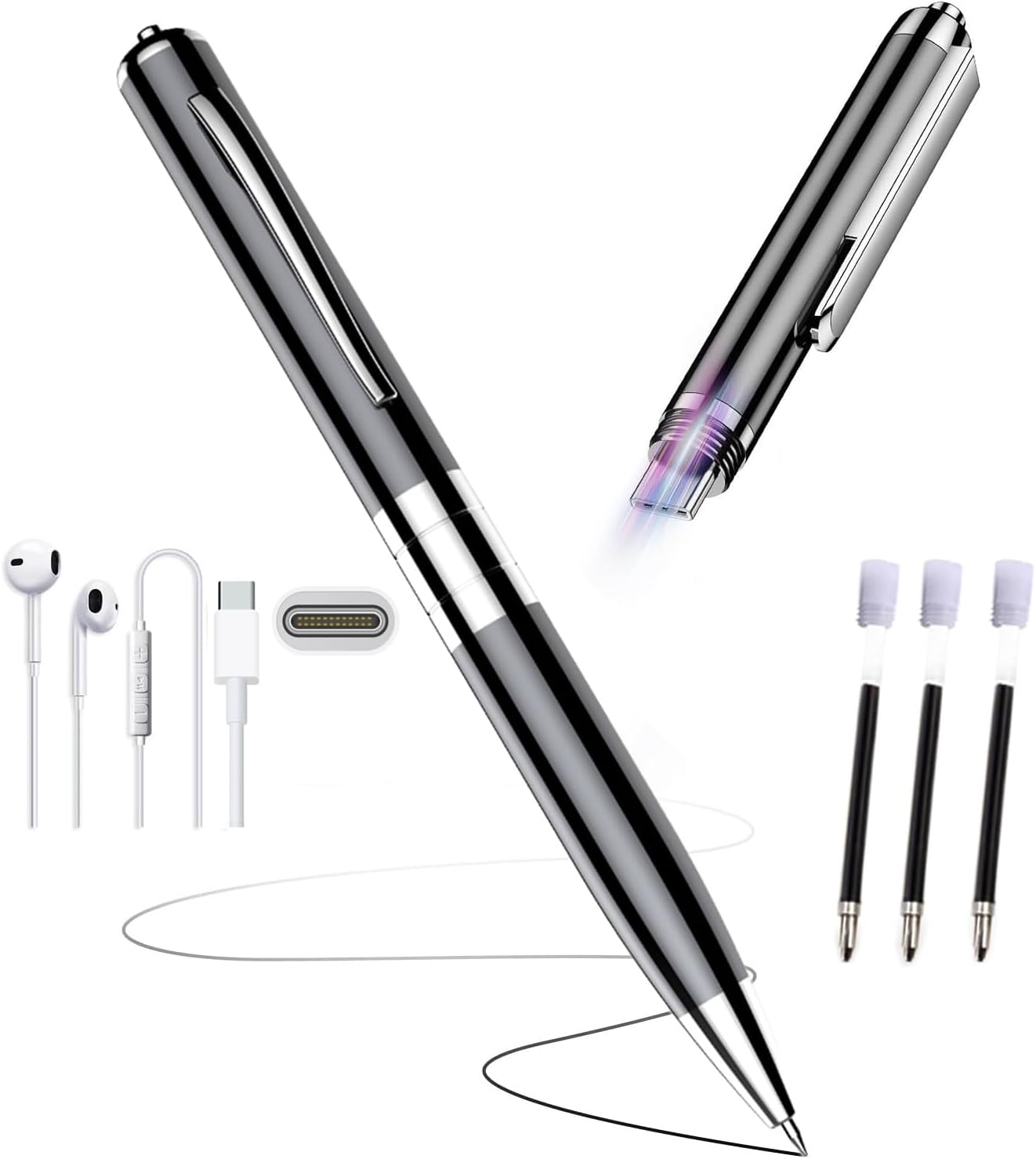 eLinkSmart 2X 64GB 7200Hrs MP3 Upgraded Voice Recorder Pen with Battery Life Built-in Chip Storage Voice Activated