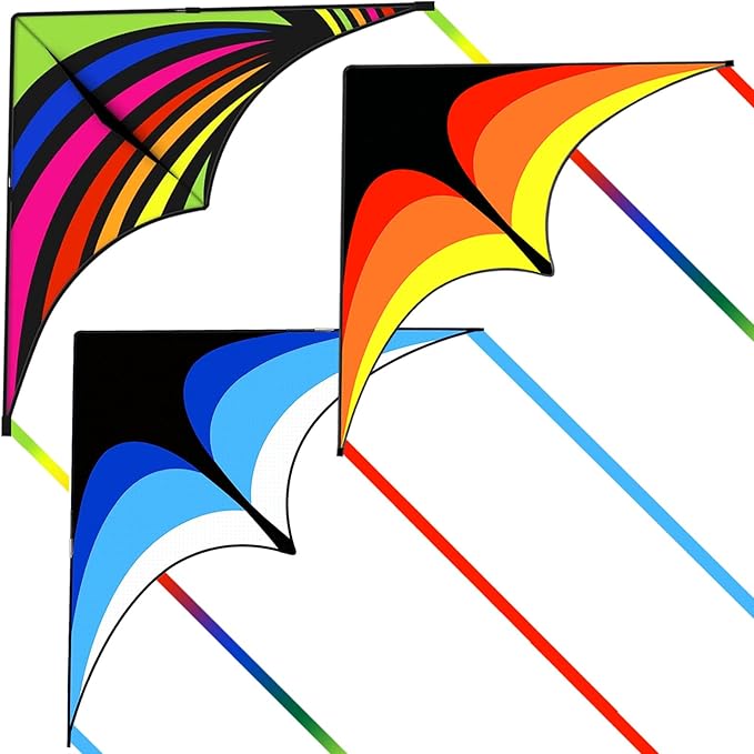 Delta Kite for Kids and Adults, Easy to Fly, Nylon Fabric with String Handle, Outdoor Beach Park Activities