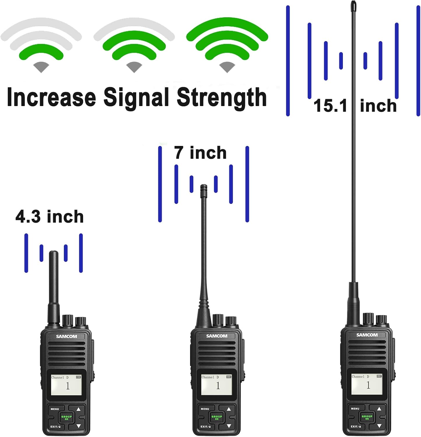 SAMCOM 15.1-Inch (144MHz/440-470Mhz) 20 FPCN30A/FPCN10A (2 Packs) Whip Antenna VHF/UHF Dual Band Watts Antennas