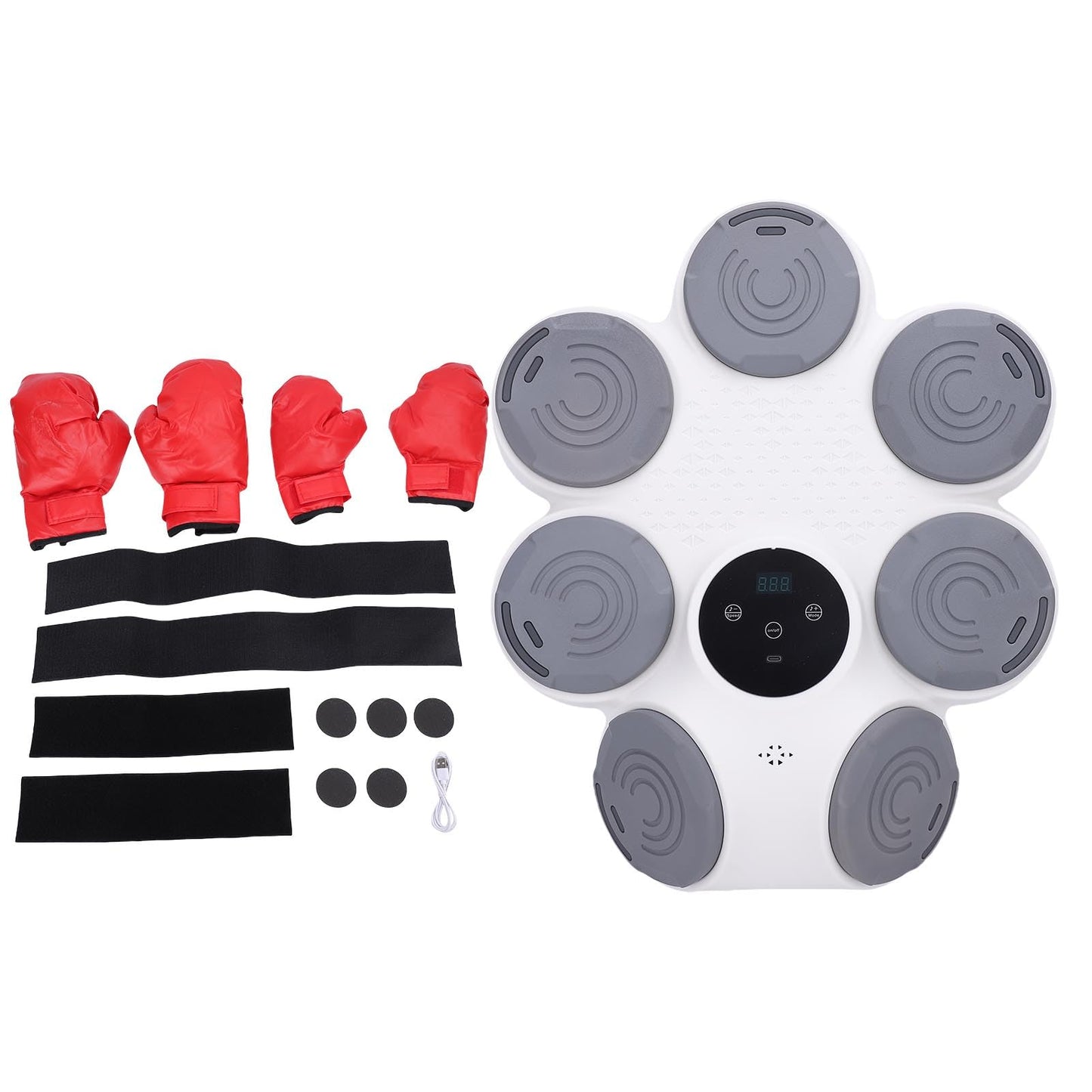 Drfeify Music Boxing Machine, Interactive Punch Trainer with Striking Pads, Adjustable Levels for Home Gym Family Fun (Black)