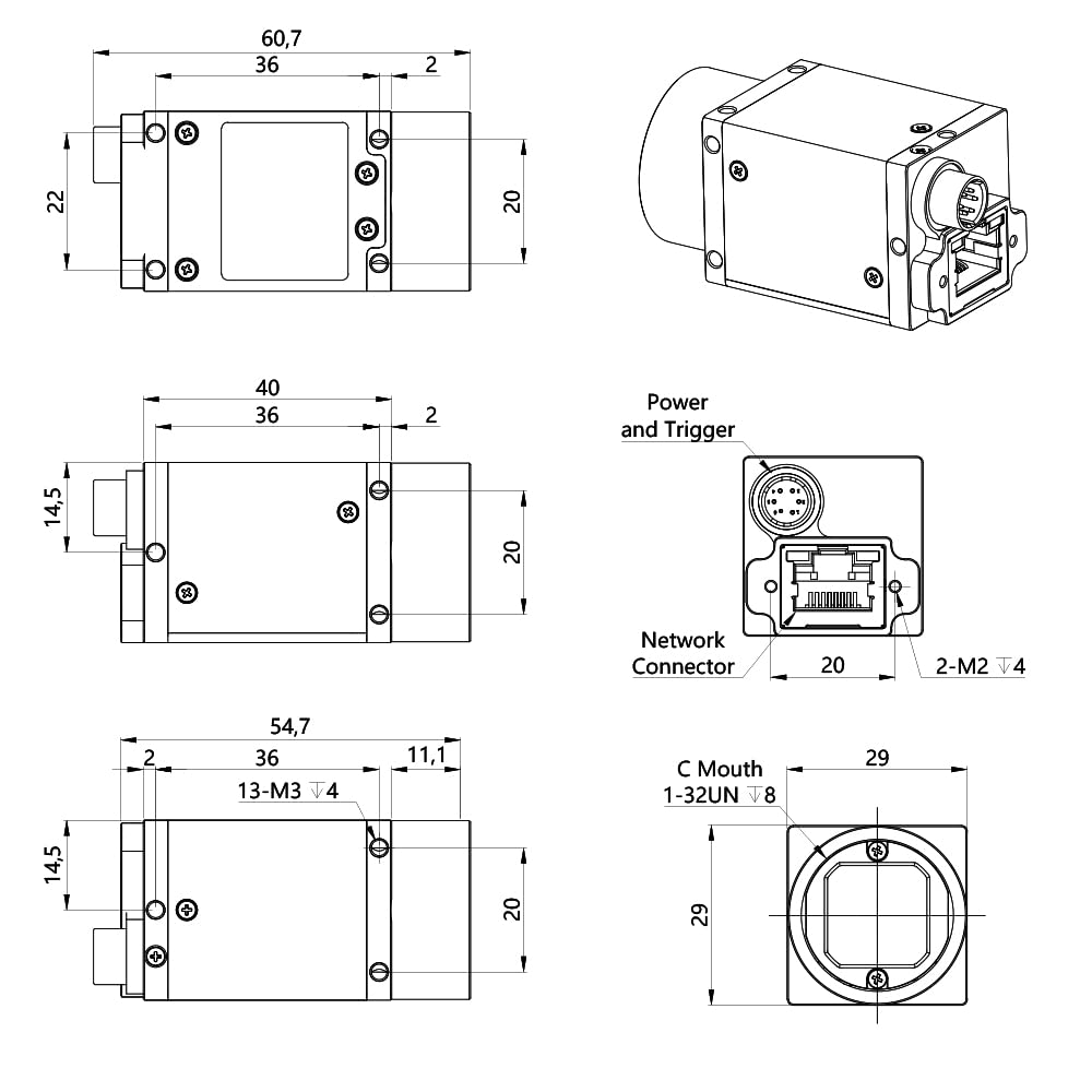 HTENG VISHI GigE Ethernet 1.3MP 1/2" Color Industrial Camera Machine Vision Global Shutter C-Mouth Camera Sensor 1280X1024 91FPS