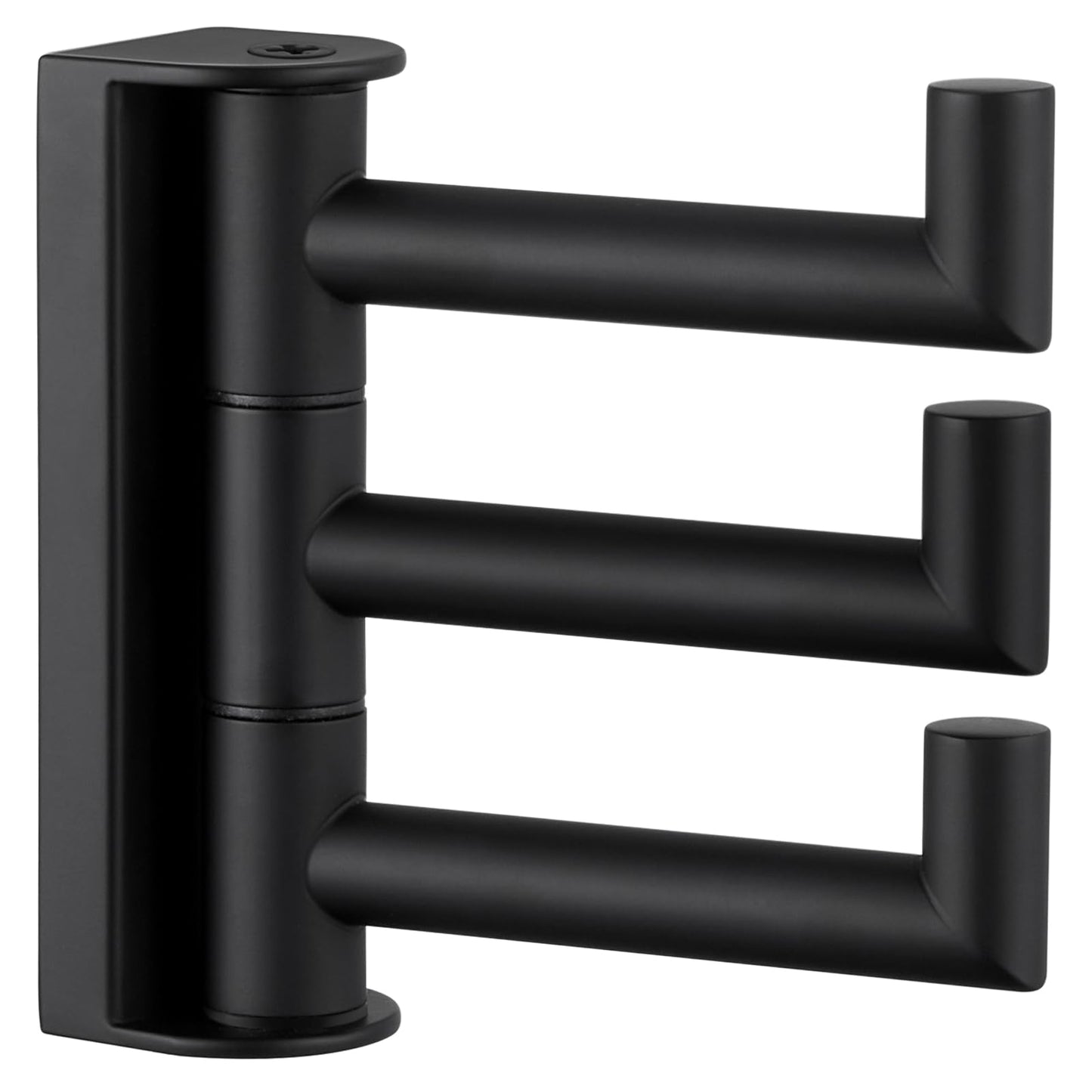 APLusee Swivel Towel Hook, 304 Stainless Steel Foldable Clothes Hook with Multi Three Rotating Arm, Flexible Bathroom Kitchen Storage Hanger Wall Mounted, Matte Black