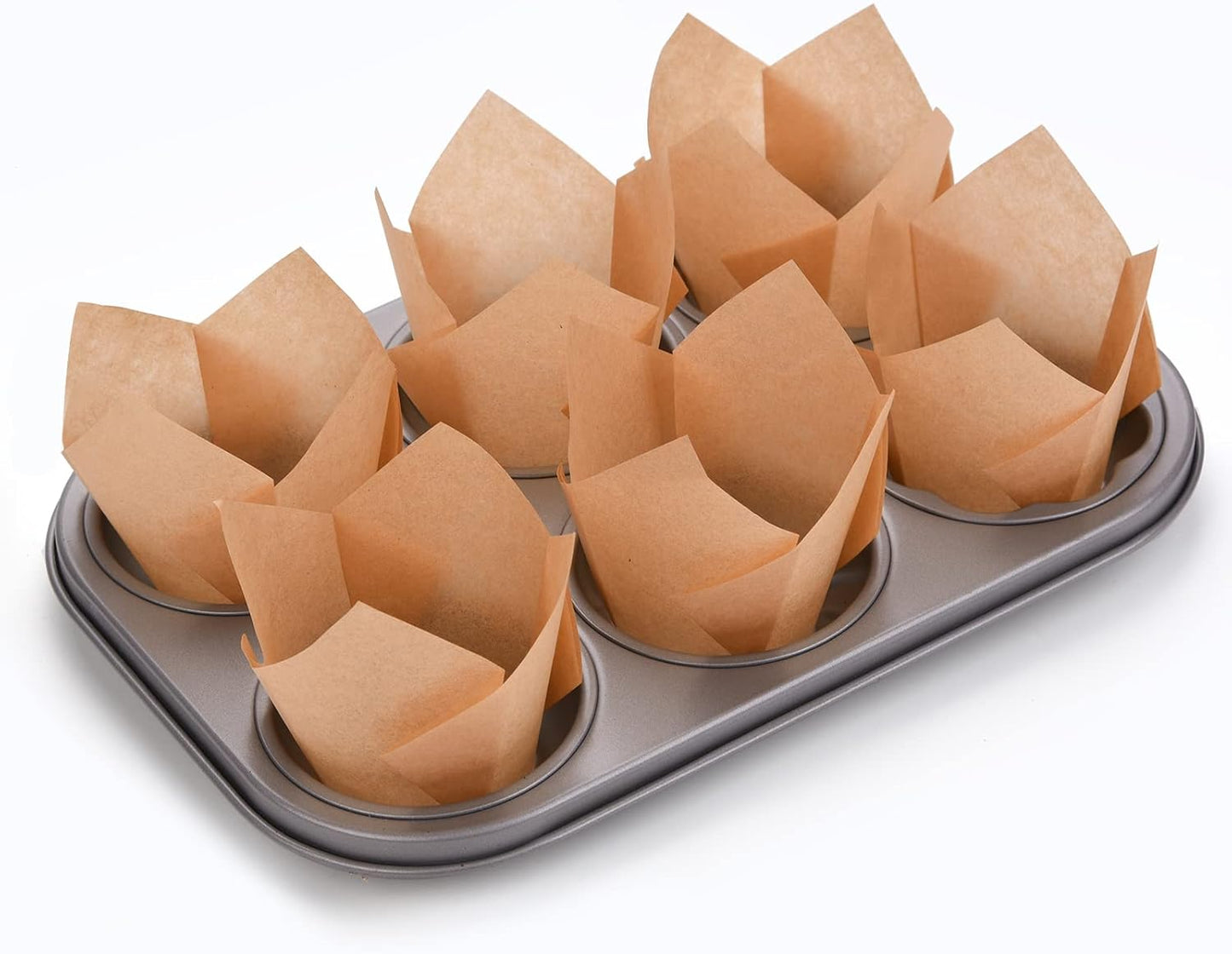 Skiennix 200Pcs Tulip Cupcake Liners - Premium Baking Cups for Weddings & Special Occasions | Natural