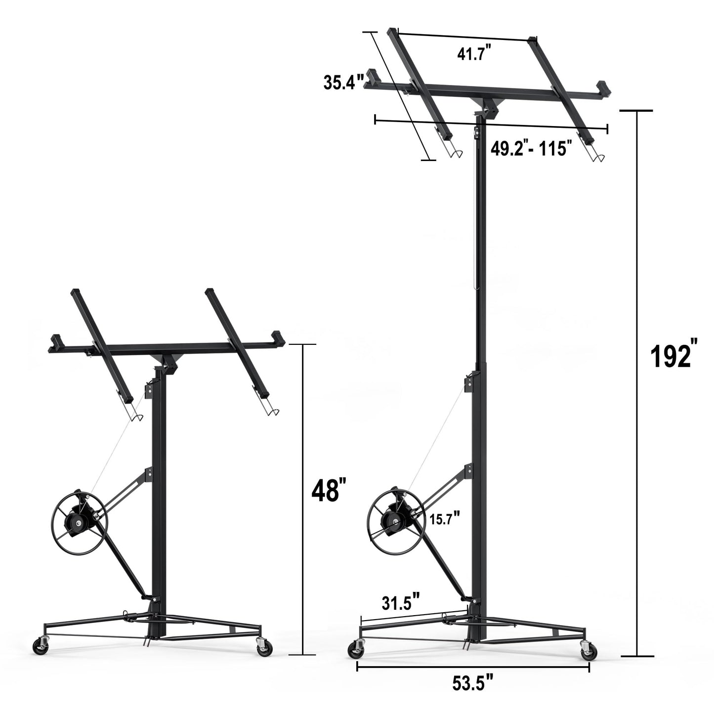 GarveeTech 16 ft Drywall Lift,Drywall Rolling Lifter Panel,150 LBS Heavy Duty Sheetrock Lift Drywall Lifter,Drywall Lift Panel Hoist Jack with 360° Adjustable Telescopic Arm & 3 Lockable Wheels