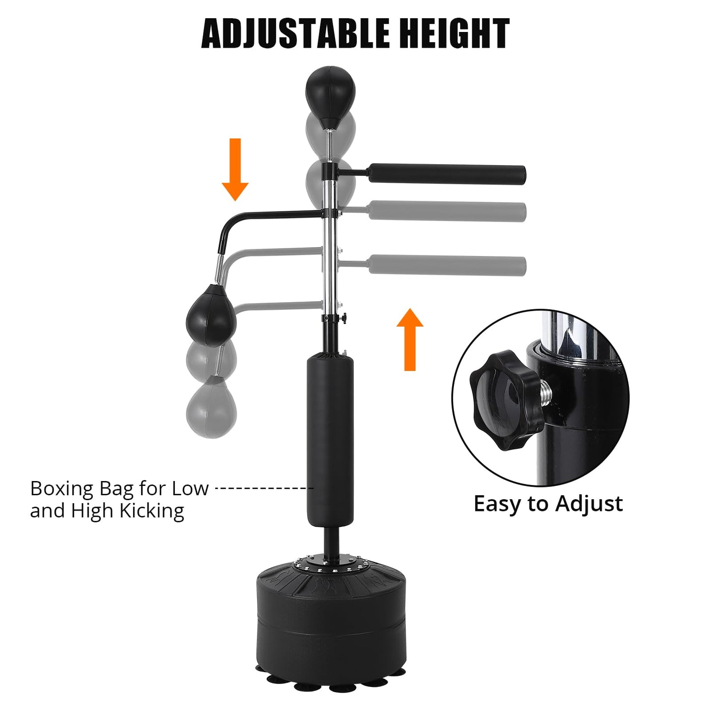 Garvee Boxing Speed Trainer, Freestanding Punching Bag 360° Spinning Bar with Reflex Speed Balls & Gloves, Fillable Base Speed Punching Bag Stand Height Adjustable for Teens Adults Boxing Training
