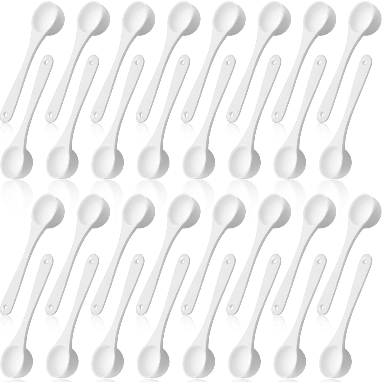 Maxdot 200 Pcs Teaspoon Measuring Spoons Bulk Reusable Plastic Scoop Measuring Spoons Long Handle Plastic Scoop for Cosmetics Coffee Sugar Spices Protein((5 ml / 5 cc/ 1 Tsp)