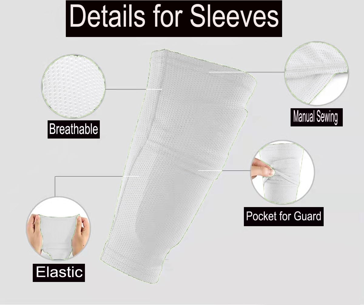 Soccer Shin Guards for Kid Youth Teen Adult - Shin Guards Sleeves with Inserted Pocket Cushion Protection Reduce Shocks and Injuries for TeamSports (White, Medium)