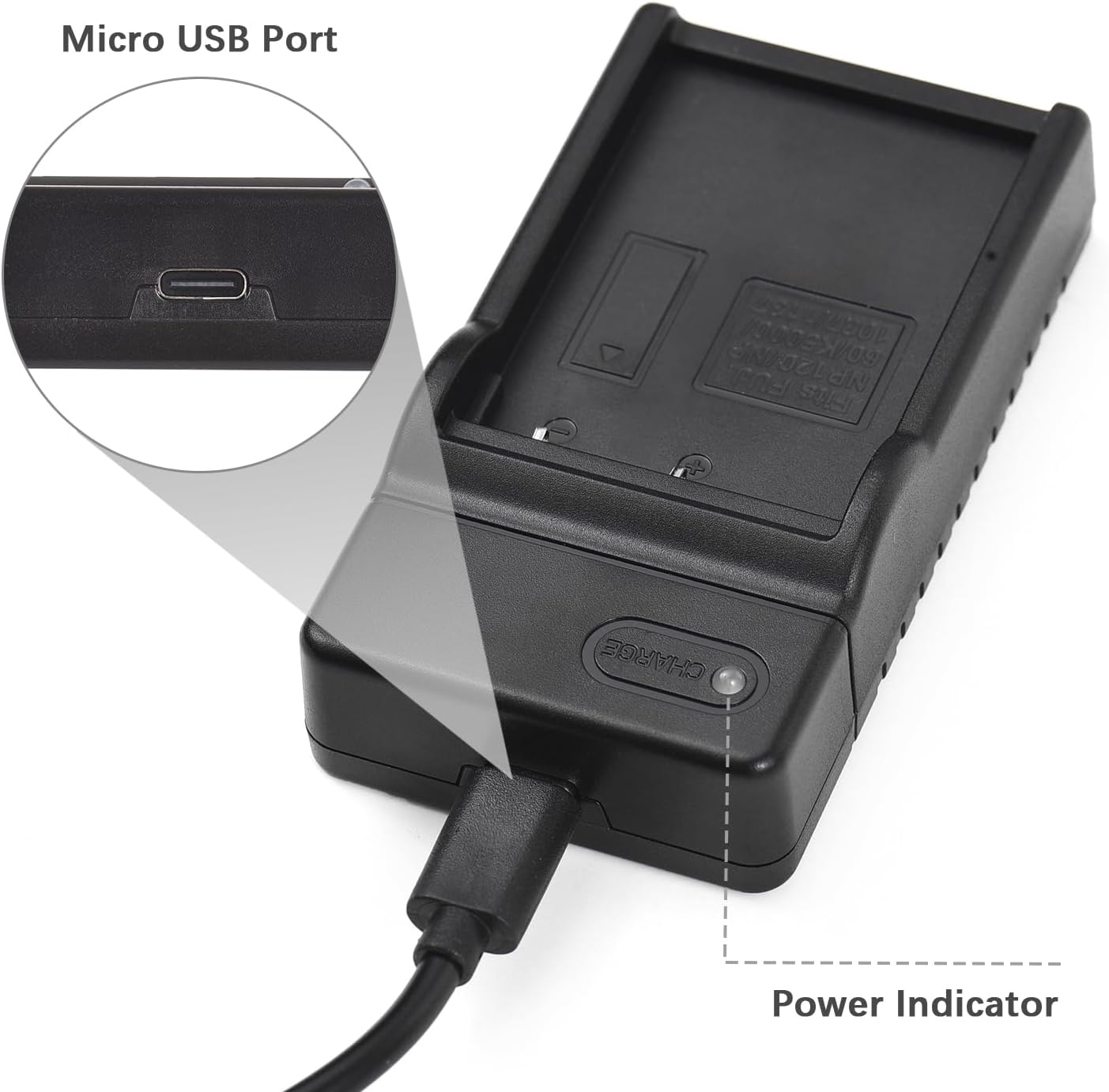 Andoer NP-120 HDR-AC3/ HDR-AC5/ HDR-AZ50/ HDR-V12/ HDR-V7 Battery Charger with LED Indicator Type-C Port & USB Cable