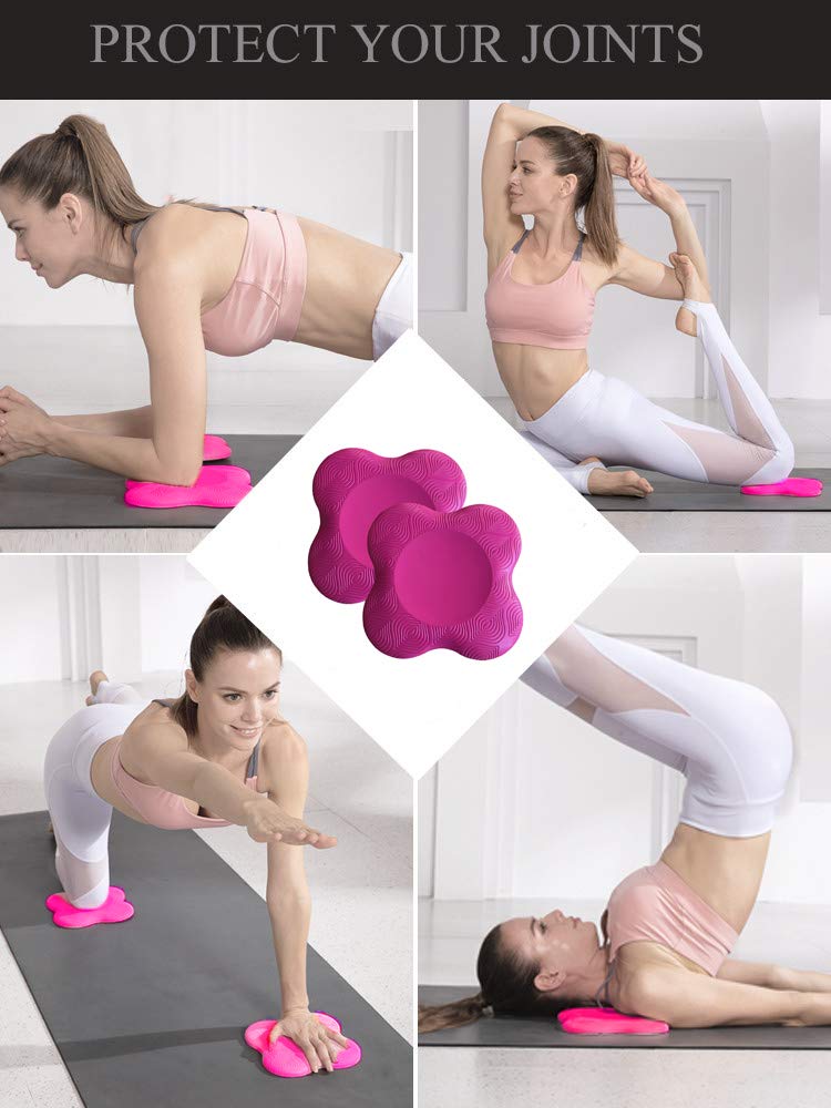 Zealtop Yoga Knee Pad Cushion Extra Thick for Knees Elbows Wrist Hands Head Foam Yoga pilates work out kneeling pad (Rose red 2 Packs)