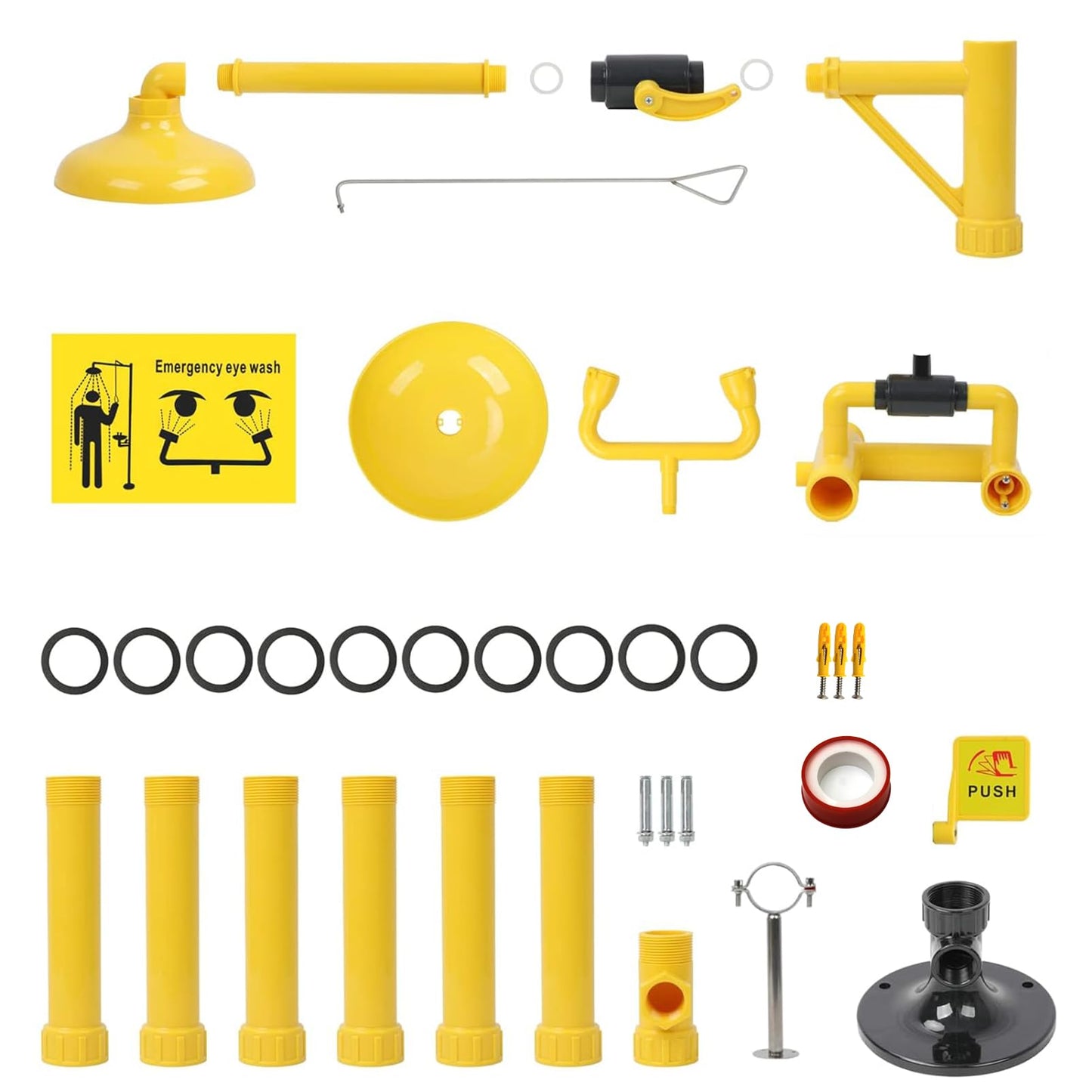 Emergency Shower Eyewash Station OSHA Approved,Eye Wash and Shower Combination Kit, First Aid Eyewasher Station for Industrial,Lab Use,ABS
