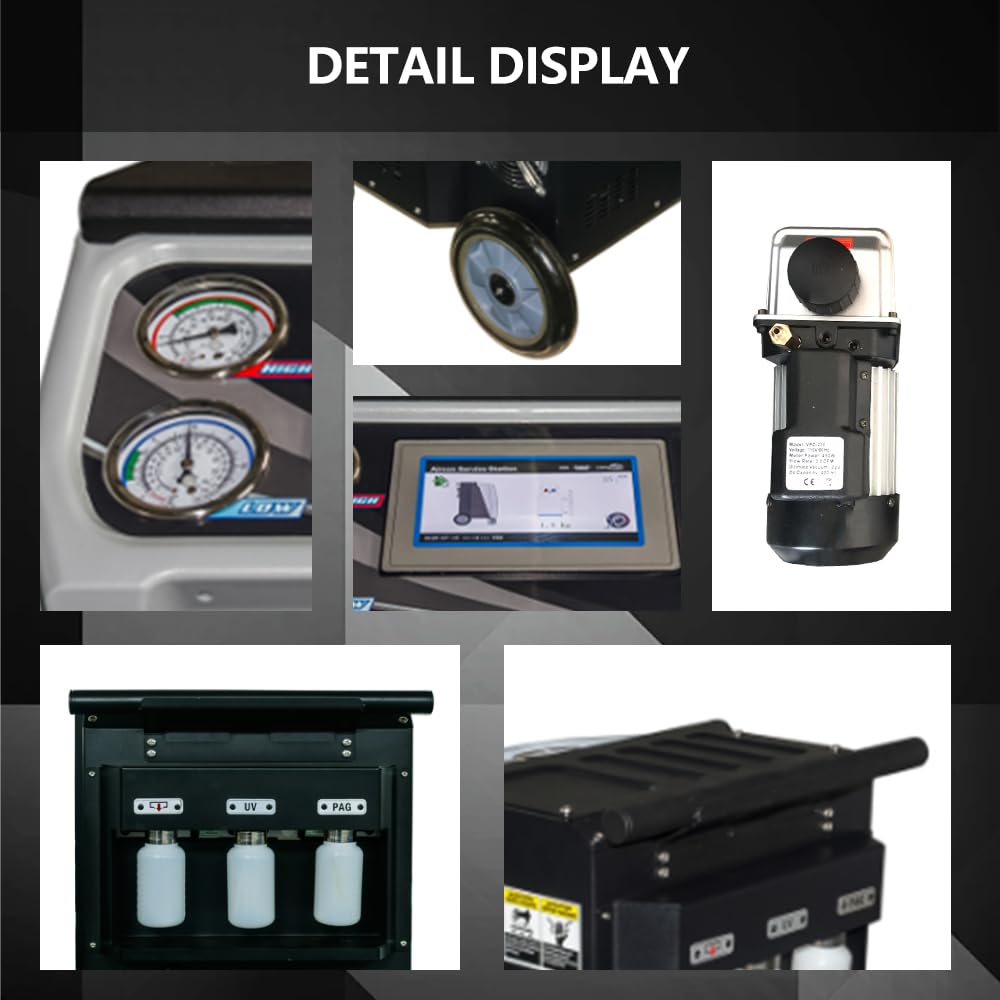 AC2100 Automatic Refrigerant Recovery & Recharge Machine, Compatible with R134a or R1234yf Dual Refrigerants for Automotive AC Systems