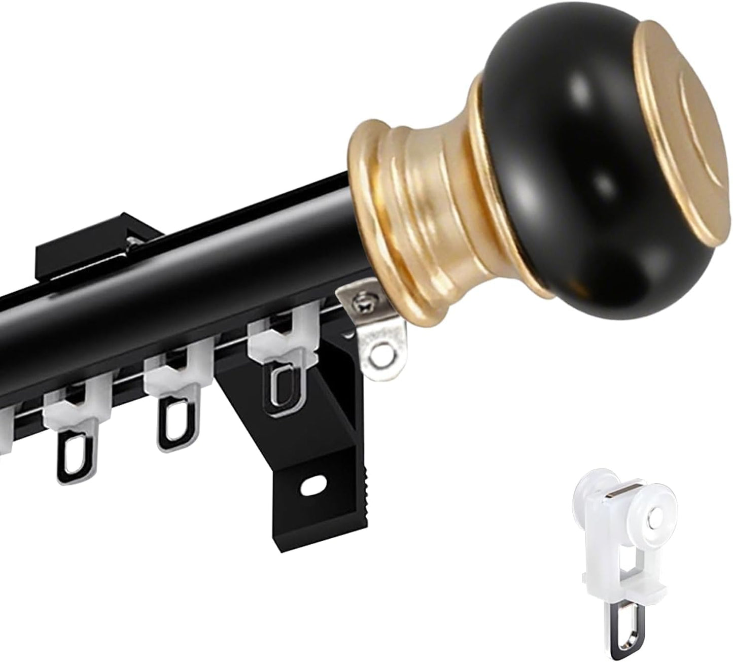 Wall Mounted Curtain Track Silent Curtain Rail Track System Roman Rod Heavy-Duty Single Roman Curtain Rods Aluminum Sliding Curtains Rails for Room Divider Living Bedroom (Black, 18FT(5.48m))